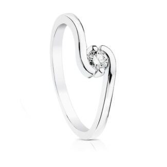 18K SOLITARIO DIAMANTE TALLA BRILLANTE ORO BLANCO 0,150 QTS, SI-H
