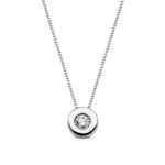 18K GARGANTILLA ORO BLANCO CHATON 6MM DIAMANTE 0,080 QTS, H-SI CADENA 42CM