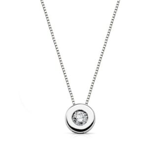 18K GARGANTILLA ORO BLANCO CHATON 6MM DIAMANTE 0,080 QTS, H-SI CADENA 42CM