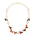 18K GARGANTILLA ORO AMARILLO ESLABONES PIEDRAS COLOR