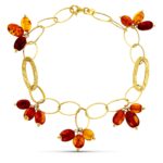18K PULSERA ORO AMARILLO ESLABONES Y PIEDRAS