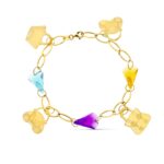18K PULSERA ORO AMARILLO PIEDRAS COLORES Y MOTIVOS,