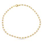 18K PULSERA ORO AMARILLO PERLA 3 MM Y ANILLAS BRILLO 19CM