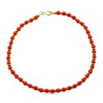 18K PULSERA ORO AMARILLO CORAL FINO CERDEÑA Y ANILLAS ORO EN BRILLO 19CM