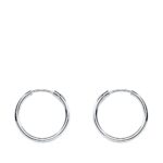 18K PENDIENTES AROS ORO BLANCOS HUECOS REDONDOS 13 X 1,20 MM