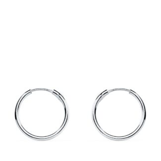 18K PENDIENTES AROS ORO BLANCOS HUECOS REDONDOS 13 X 1,20 MM