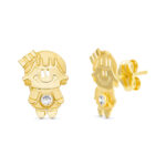 18K PENDIENTES ORO AMARILLO NENA 11X7 MM CON CIRCONITA CIERRE PRESION