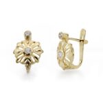 18K PENDIENTES CUBANAS NIÑA CIRCONITA ORO AMARILLO 11X9 MM CIERRE CATALAN