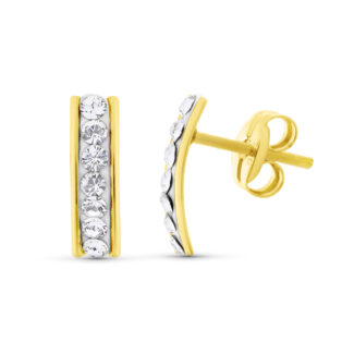 18K PENDIENTES ORO AMARILLO CIRCONITA 9X2,5 MM CIERRE PRESION