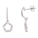 18K PENDIENTES LARGOS ORO BLANCO CON CIRCONITA 19X7 MM CIERRE PRESION