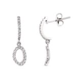 18K PENDIENTES ORO BLANCO, 19 X 5 MM CIERRE PRESION