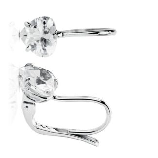 18K PENDIENTES ORO BLANCO PIEDRA CORAZON 7X7 MM CIERRE GANCHO