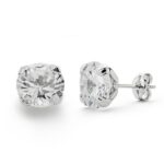 18K PENDIENTES ORO BLANCO GARRAS CIRCONITA 7,5 MM CIERRE PRESION