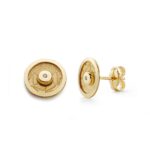 18K PENDIENTES ORO AMARILLO REDONDO CIRCONITA 8,5 MM CIERRE PRESION