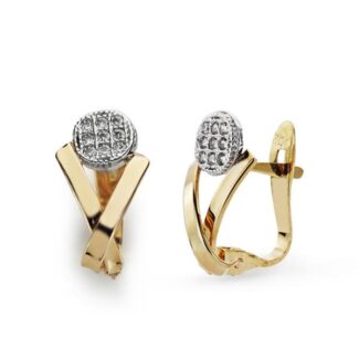 9K PENDIENTES BICOLOR CIRCONITA 13X7 MM CIERRE CATALAN