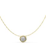 18K COLGANTE REDONDO ORO BICOLOR 8 MM CADENA 42CM