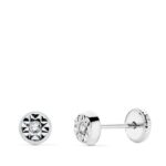 18K PENDIENTES CIRCONITA ORO BLANCO 5 MM CIERRE TUERCA