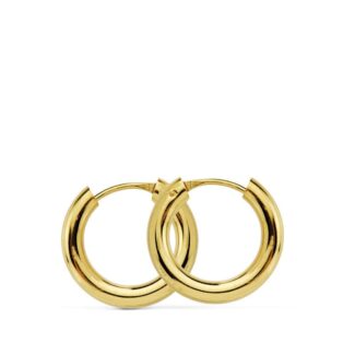 18K AROS ORO AMARILLO REDONDOS LISOS LIGEROS 14X2,5 MM