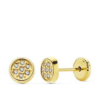 18K PENDIENTES ORO AMARILLO CIRCONITA TUERCA 5,5 MM