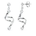 18K PENDIENTES LARGOS ORO BLANCO CIRCONITA CIERRE PRESION