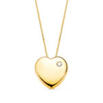 18K COLGANTE CORAZON CIRCONITA ORO AMARILLO CADENA