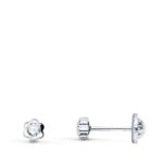 18K PENDIENTES ORO BLANCO FLOR CON CIRCONITA 3,5X3,5 MM CIERRE TUERCA