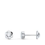18K PENDIENTES ORO BLANCO FLOR CON CIRCONITA 5X5 MM CIERRE TUERCA