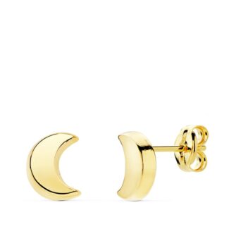 18K PENDIENTES ORO AMARILLO MEDIA LUNA 6,5X 5 MM CIERRE PRESION