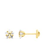 18K PENDIENTES ORO AMARILLO CIRCONITA ESTRELLA 5X5 MM CIERRE TUERCA