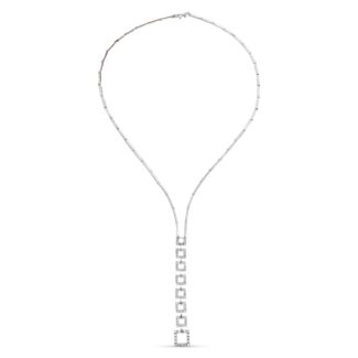 18K GARGANTILLA ORO BLANCO CUADRADOS CON CIRCONITAS