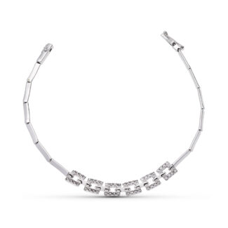 18K PULSERA ORO BLANCO CUADRADOS CIRCONITAS