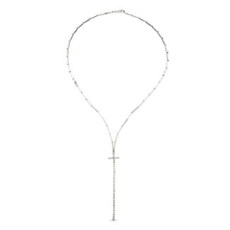 18K GARGANTILLA ORO BLANCO CRUZ CON CIRCONITAS