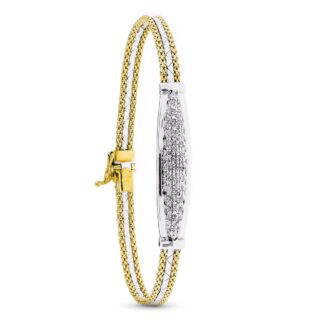 18K PULSERA ORO BICOLOR SEMIRIGIDA CON CIRCONITAS