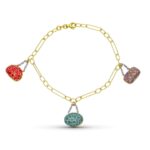 18K PULSERA ORO AMARILLO BOLSOS ESMALTE