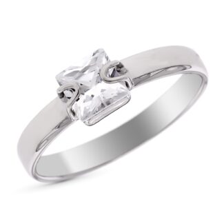 9K SOLITARIO ORO BLANCO CON CIRCONITA EN CARRE DE 5X5 MM