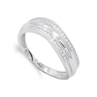 18K SORTIJA ORO BLANCO CON CIRCONITAS. ANCHO: 6 MM
