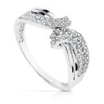 18K SORTIJA ORO BLANCO LAZO CON CIRCONITAS, ANCHO: 7 MM