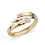 18K SORTIJA ORO BICOLOR CON TRES BANDAS Y CIRCONITAS, ANCHO: 7,5 MM