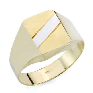 9K SELLO ORO AMARILLO BANDA ORO BLANCO HUECO EN BRILLO, ZONA GRABADO: 15X10,5 MM