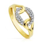 18K SORTIJA ORO BICOLOR CON CIRCONITAS,