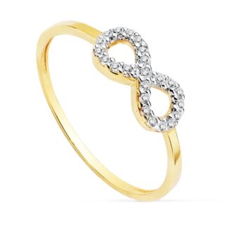 18K SORTIJA ORO BICOLOR INFINITO CON CIRCONITAS, MEDIDA: 11 X 5 MM