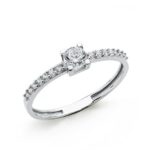 18K SOLITARIO ORO BLANCO CUERPO CON CIRCONITA Y 4 GARRAS CON CIRCONITA DE 4 MM