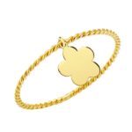 18K SORTIJA ORO AMARILLO CUERPO FINO RIZADO Y COLGANTE FLOR, ANCHO: 0,5 MM