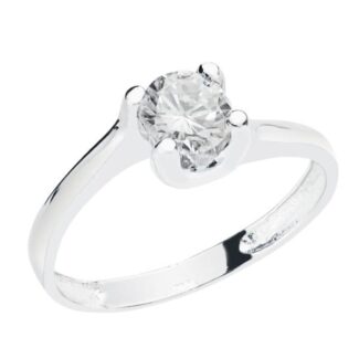 18K SOLITARIO ORO BLANCO CIRCONITA 5,5 MM GARRAS