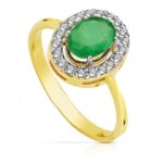 18K SORTIJA ORO BICOLOR ESMERALDA OVAL 7X5 MM 0,79 QT,