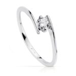 18K SOLITARIO ORO BLANCO CRUZADO CON CIRCONITA DE 4 MM