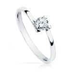 18K SOLITARIO ORO BLANCO 4 GARRAS CON CIRCONITA 4 MM