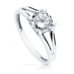 9K SOLITARIO ORO BLANCO CALADO CON CIRCONITA DE 7 MM