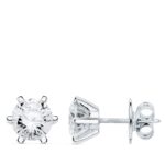 18K PENDIENTES ORO BLANCO 6 GARRAS CIRCONITA 8X8 CIERRE PRESION