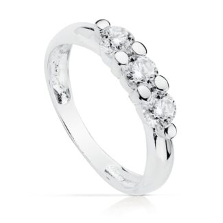 18K SOLITARIO TRESILLO ORO BLANCO CON 3 CIRCONITA DE 4 MM EN GARRAS